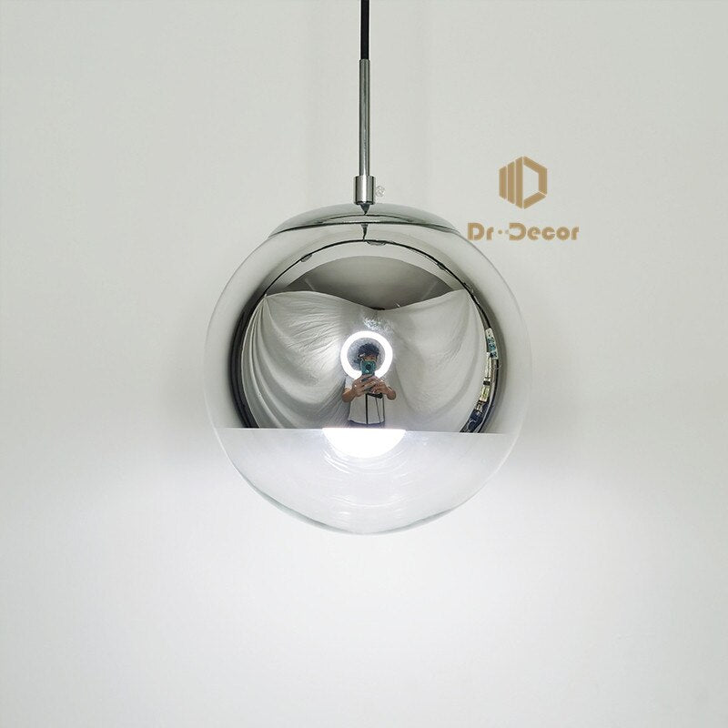 Nordic Minimalism Led Pendant Lights Silver Round Ball Pendant Lamps for Living Room Kitchen Luminaire Restaurant Indoor Light