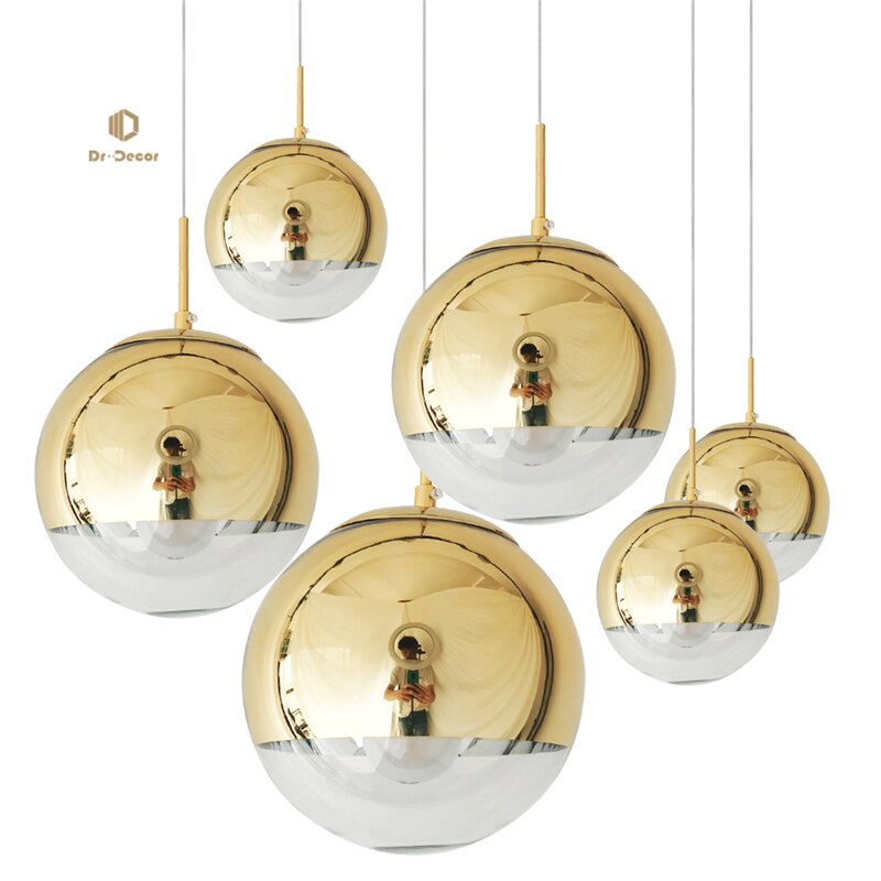 Nordic Minimalism Led Pendant Lights Silver Round Ball Pendant Lamps for Living Room Kitchen Luminaire Restaurant Indoor Light