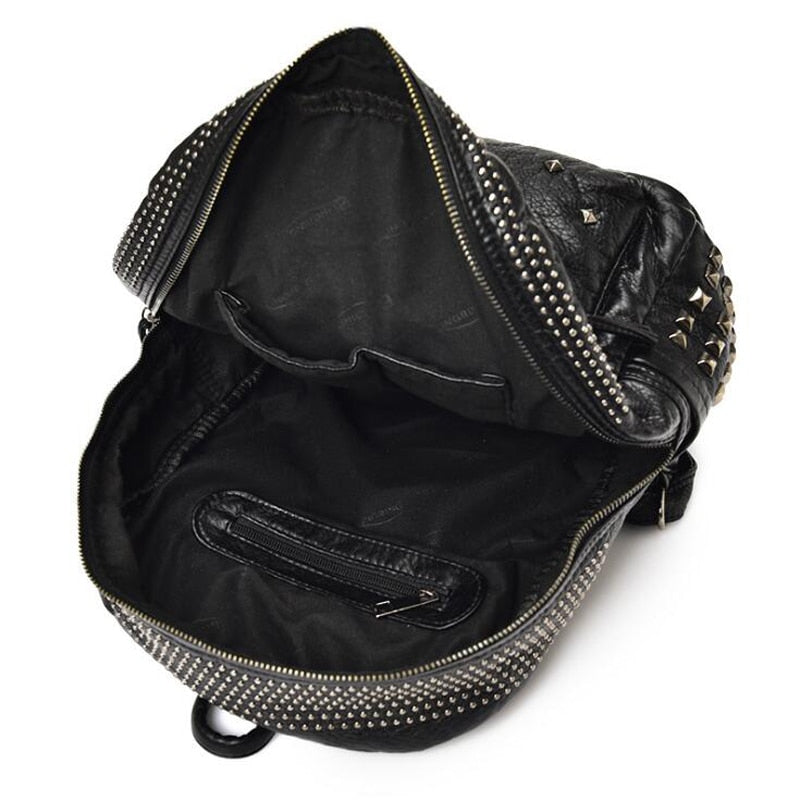 2023 New Fashion Women Backpacks Washed Leather Backpacks Lady Girls Travel Women Bags Rivet Backpacks Student School Bag Hot