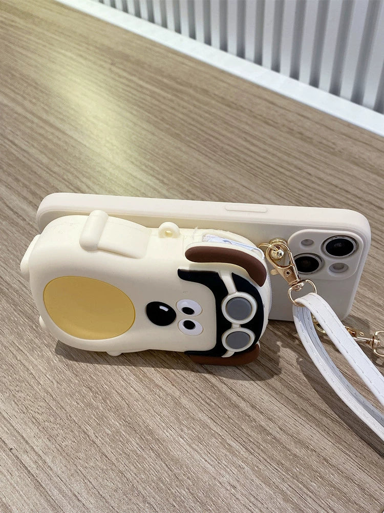 Dong Bai Dog Coin Purse for Apple 14Promax Phone Case Crossbody Iphone13pro Cute 12 Cartoon 11 Anti-Lost Xsmax Strap Lanyard XR Anti-Fall 8/7Plus Women 6 Soft Case