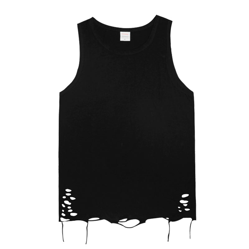 Instagram Retro Tattered Jeans Outerwear Sleeveless T-shirt Vest