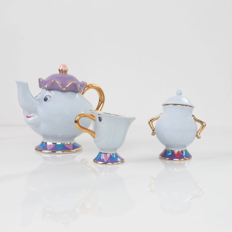 In Stock Beauty And The Beast Teapot Gold-Plated Teapot Japanese Tea Pot Wife Archie Cup Ceramic Cup Mug Sucrier