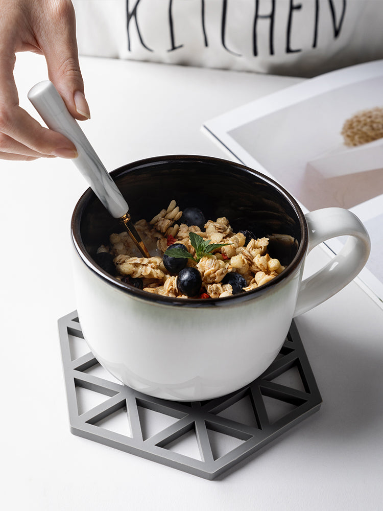 Big Belly Mug Milk Breakfast Cup Ceramic Water Cup Oatmeal Cup with Cover Spoon Microwaveable Household Girl