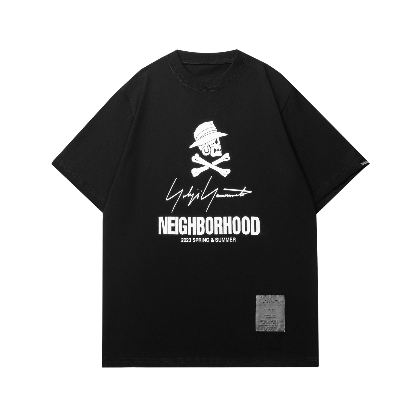 Yamamoto Yaosi Print Skull Short-Sleeved Men's Fashion Brand T-shirt round Neck Summer Pure Cotton Loose Trendy Half Sleeve Base Shirt