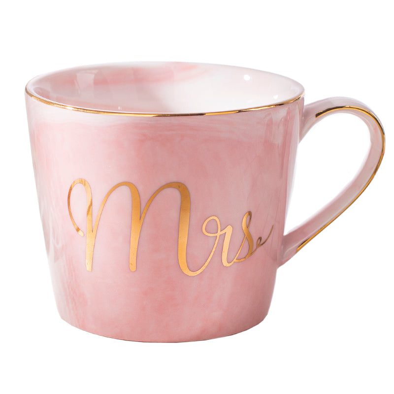 Large Capacity Mug Ceramic Cup Creative Marble Pattern Couple's Cups Romantic Birthday Gift Free Spoon