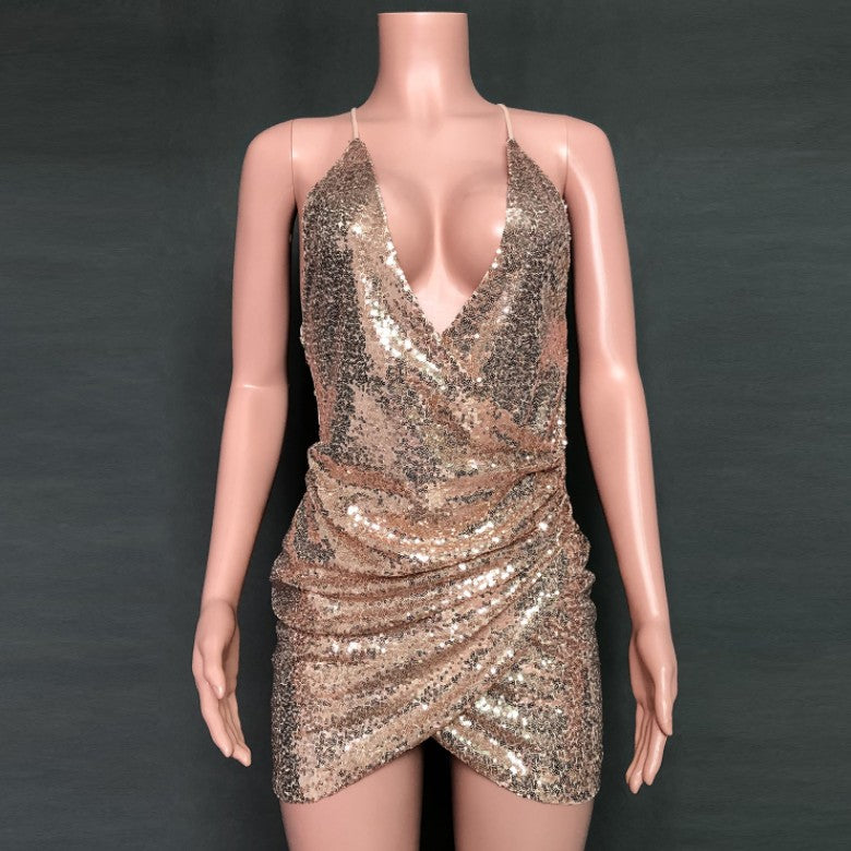 European Station Slip Dress Party Sequins