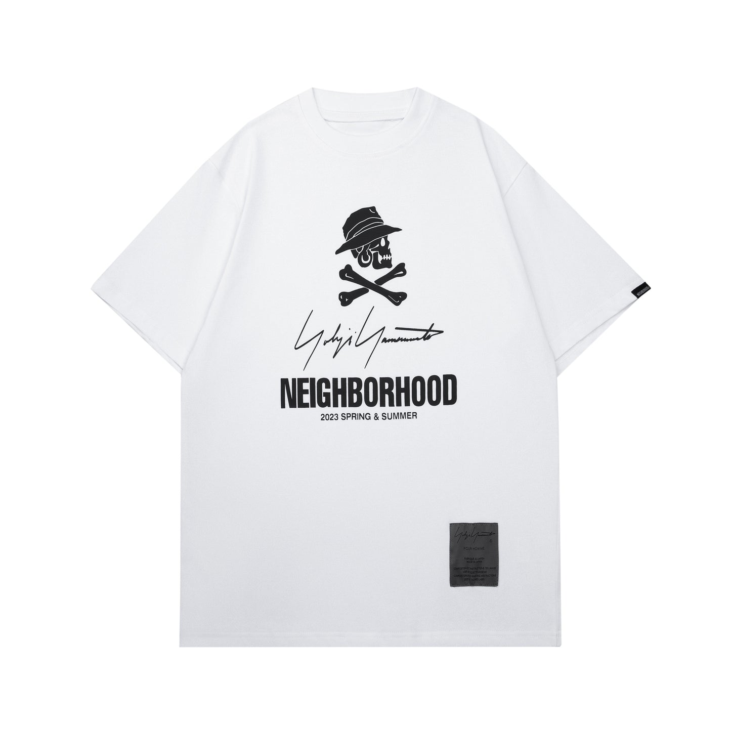 Yamamoto Yaosi Print Skull Short-Sleeved Men's Fashion Brand T-shirt round Neck Summer Pure Cotton Loose Trendy Half Sleeve Base Shirt