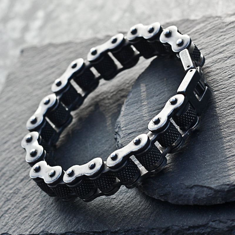 Personalized Motorcycle Bicycle Chain Titanium Steel Bracelet Men's Japanese and Korean Style Retro Hip Hop Trendy Hand Jewelry Creative Bracelet Street