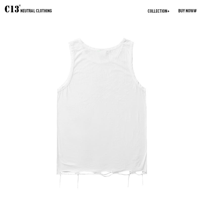 Instagram Retro Tattered Jeans Outerwear Sleeveless T-shirt Vest