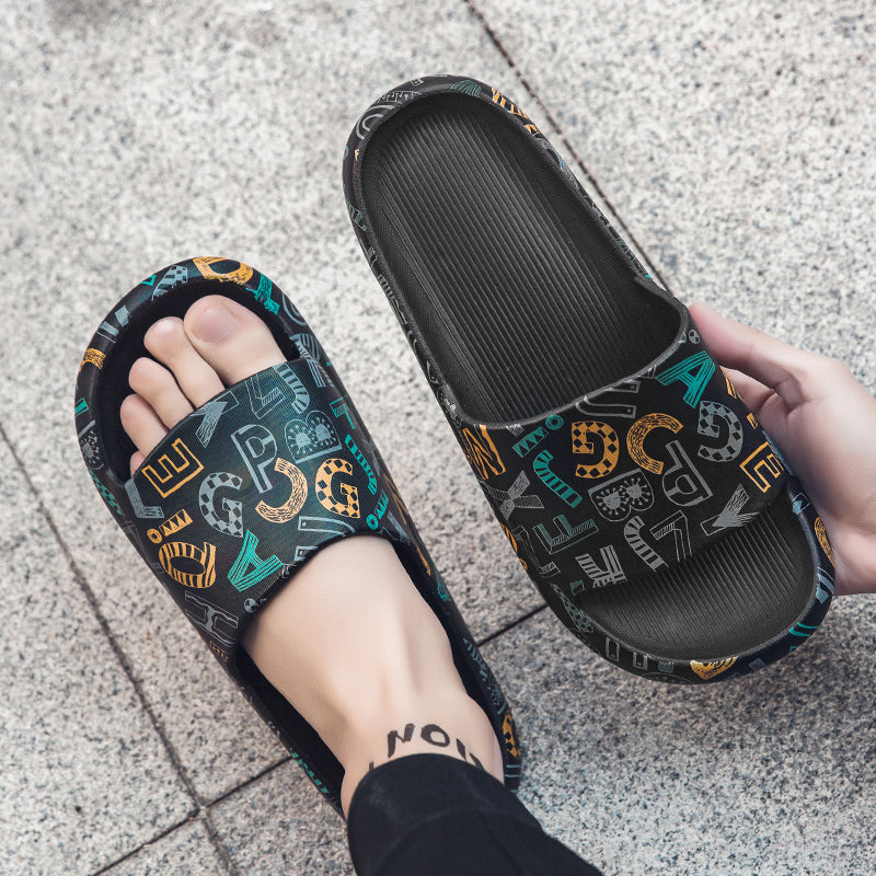 Summer Indoor Bath Sports Hard-Wearing Graffiti Slippers