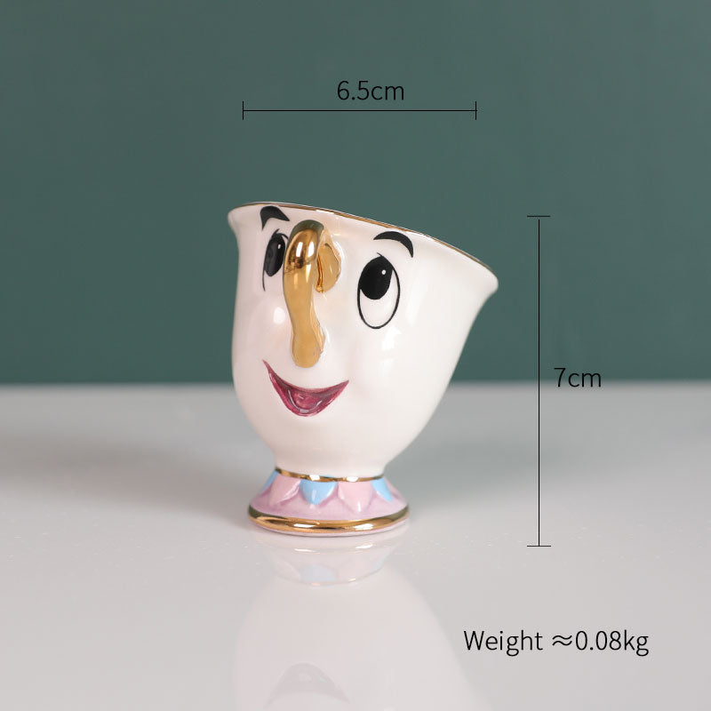 In Stock Beauty And The Beast Teapot Gold-Plated Teapot Japanese Tea Pot Wife Archie Cup Ceramic Cup Mug Sucrier