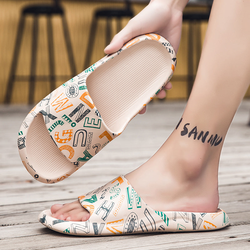Summer Indoor Bath Sports Hard-Wearing Graffiti Slippers