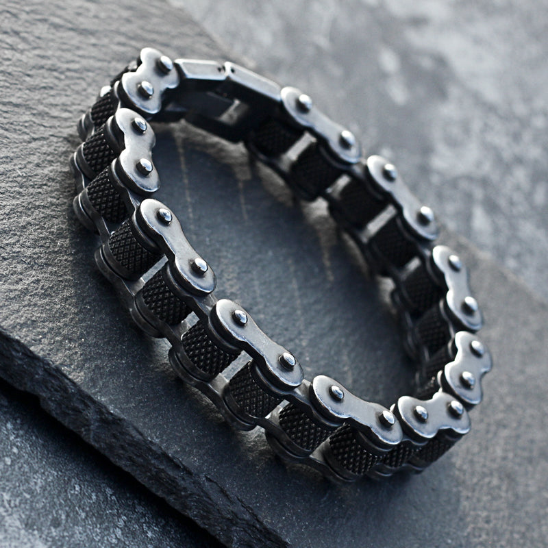 Personalized Motorcycle Bicycle Chain Titanium Steel Bracelet Men's Japanese and Korean Style Retro Hip Hop Trendy Hand Jewelry Creative Bracelet Street