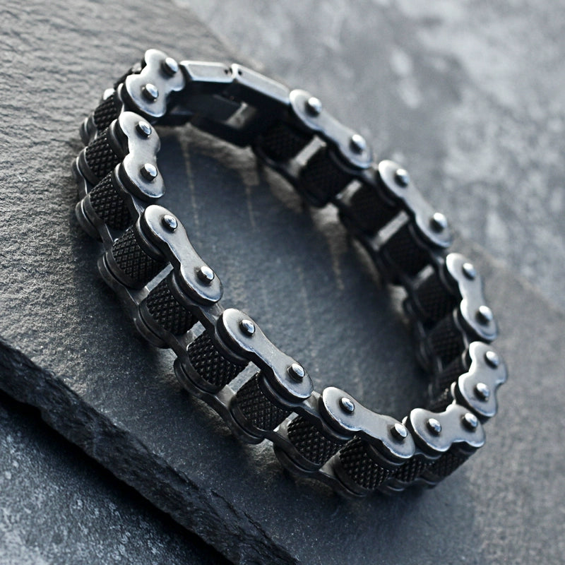Personalized Motorcycle Bicycle Chain Titanium Steel Bracelet Men's Japanese and Korean Style Retro Hip Hop Trendy Hand Jewelry Creative Bracelet Street