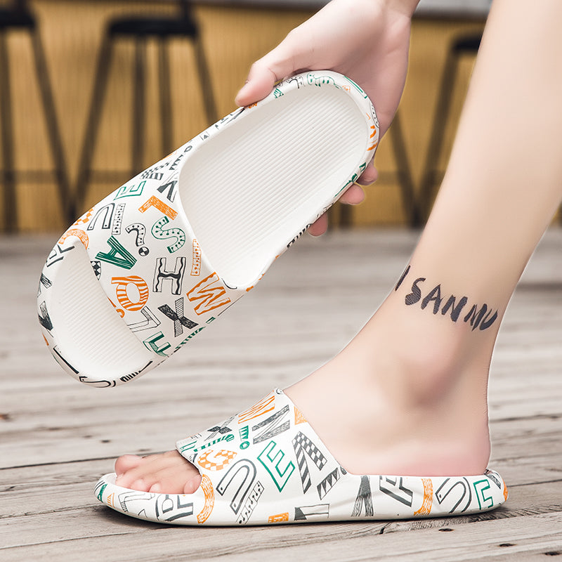 Summer Indoor Bath Sports Hard-Wearing Graffiti Slippers