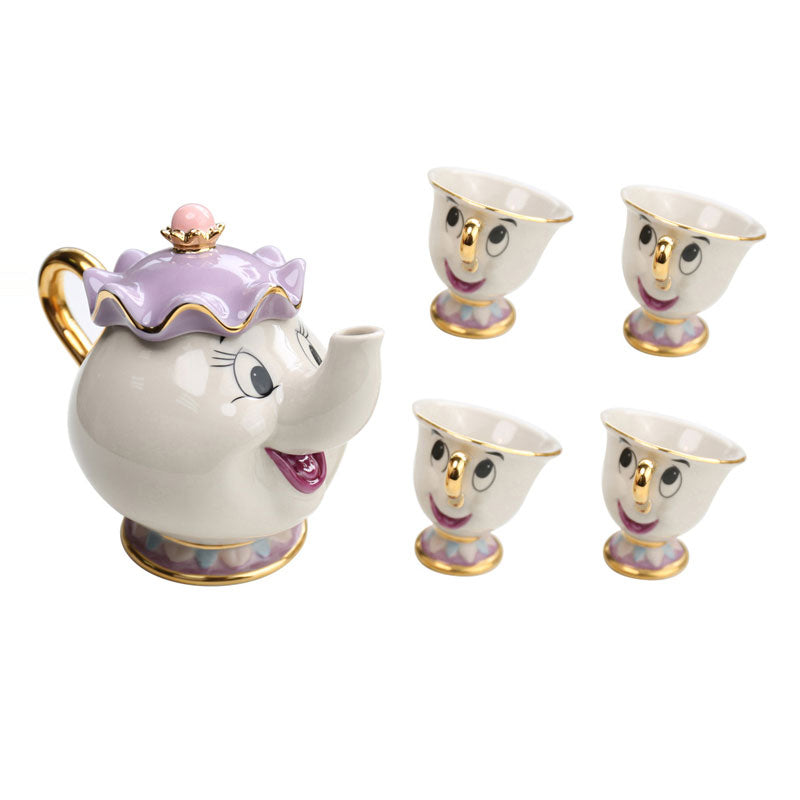 In Stock Beauty And The Beast Teapot Gold-Plated Teapot Japanese Tea Pot Wife Archie Cup Ceramic Cup Mug Sucrier