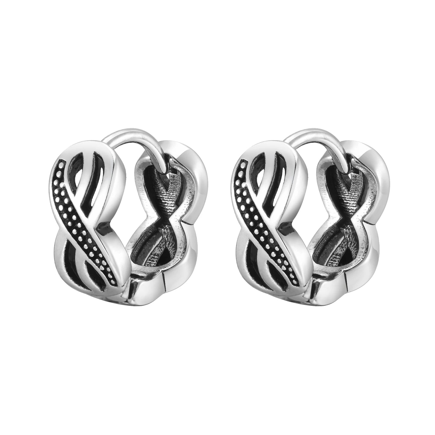 Vnox Small Hoop Earrings, Cool Unisex Men Infinity Earrings, Retro Vintage Huggies, New Fashion Jewelry