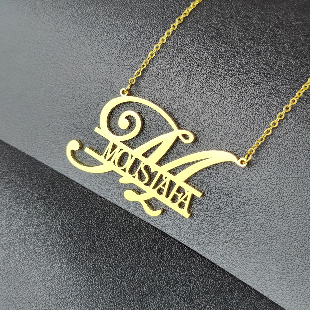Custom Initial Letter Pendant Necklace Personalized Nameplate Stainless Steel Gold Color Chain Jewelry For Women Best Gift