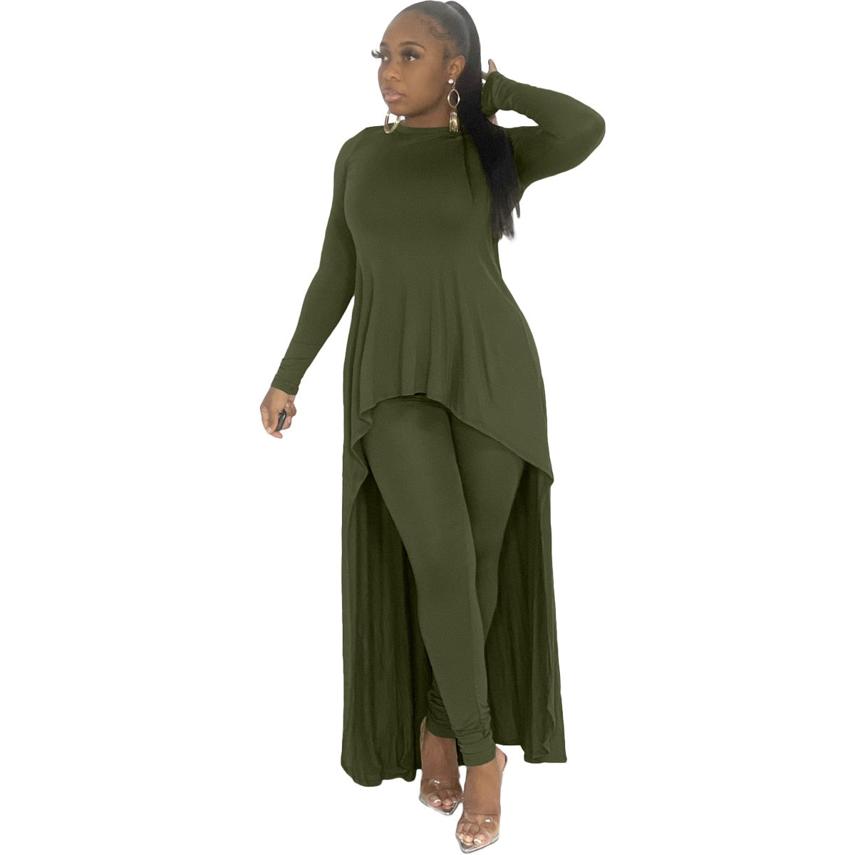 HLJ&amp;GG Fall Winter Casual Irregular Top + Skinny Pants Two Piece Sets Women Outfits Female PINK Letter Print Matching Tracksuits