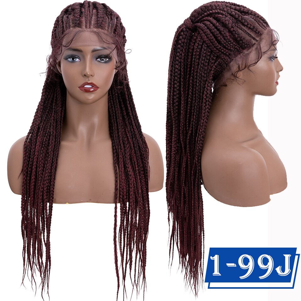 My-Lady Synthetic 25inch Braided Lace Front Wig Box Braids Wig With Baby Hair Tied Up Cornrow Braids Lace Wigs Frontal Afro Wig