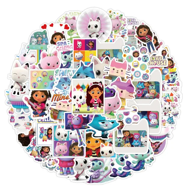 Pink Gabbys Dollhouse Cats Birthday Party Decoration Disposable Tablecloth Cup 3D Doll Balloon For Girls Baby Shower Supplies