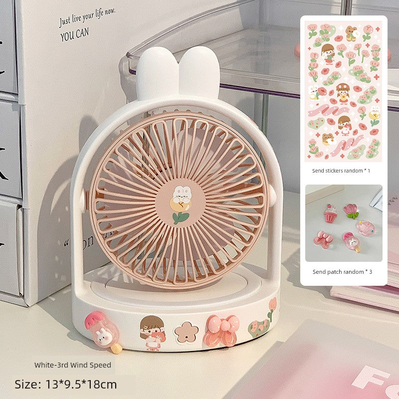 Cute Desktop Little Fan Mute Office Desk Mini Fan USB Rechargeable Student Dormitory Portable