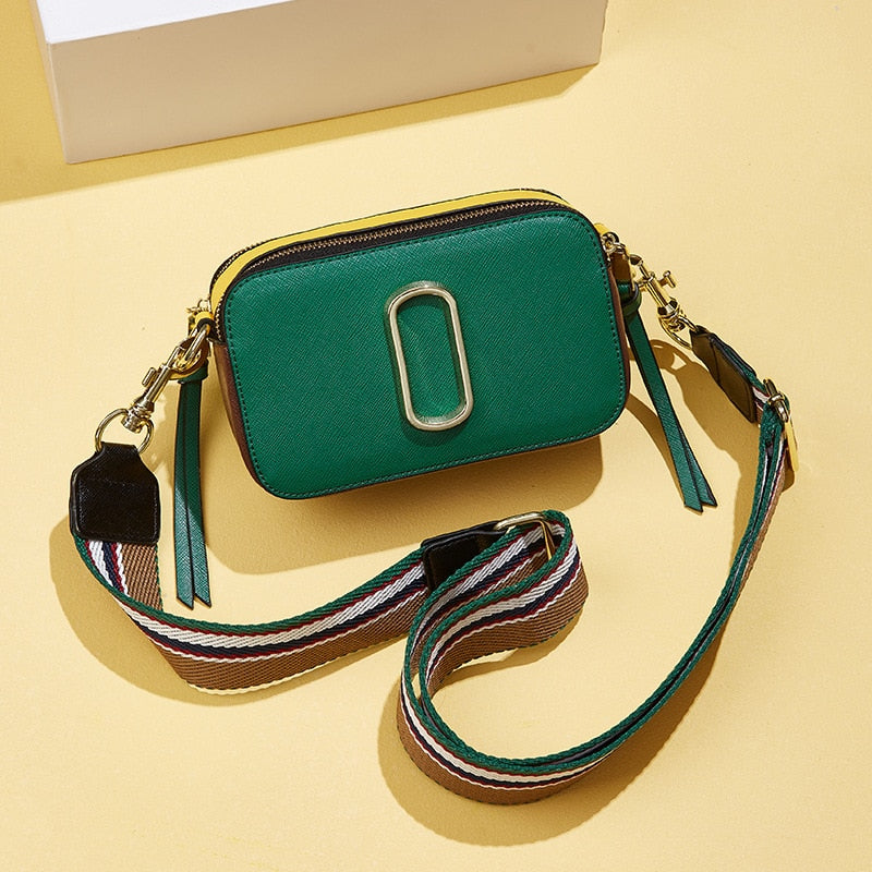 Diinovivo High Quality Square Bag For Women Crossbody Bag PU Leather Shoulder Bag Wide Strap Fashion Panelled Camera BagWHDV2411