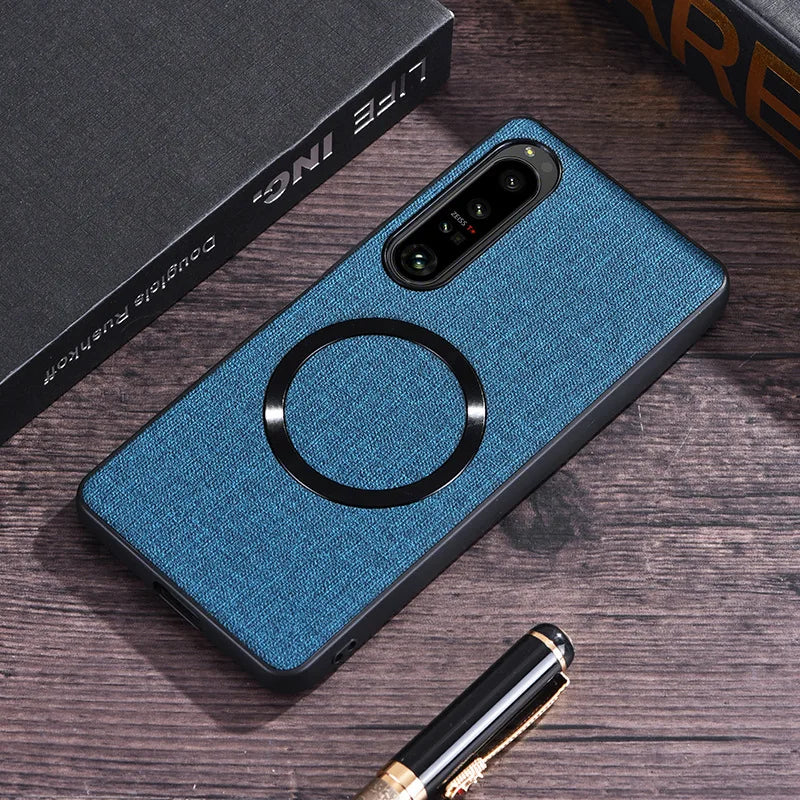 Luxury Fabric Cloth for Magsafe Case for Samsung Galaxy Z Fold 6 5 4 3 Magnetic Wireless Charging Ultra Slim Shockproof Cover