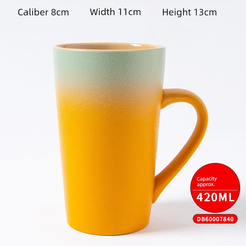 Cup Ceramic Mug with Cover Spoon Tea Cup Retro Domestic Coffee Cup Creative Personalized Trend Couple's Cups
