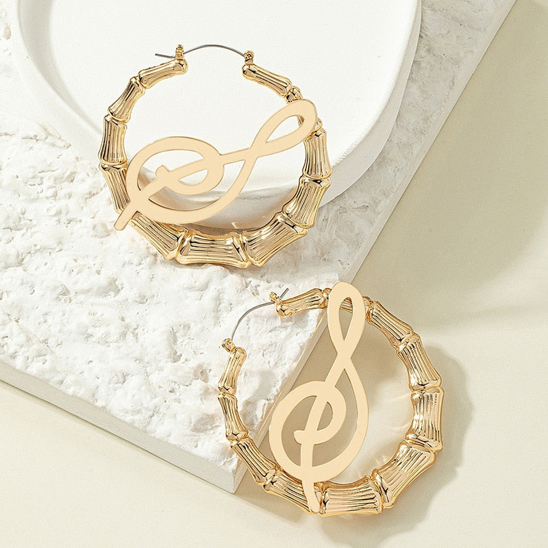 GSOLD Punk Rock A-Z Initial Bamboo Earrings For Women Party Hip-Hop Sexy Jewelry Letter Statement Large Circle Hoop Earring