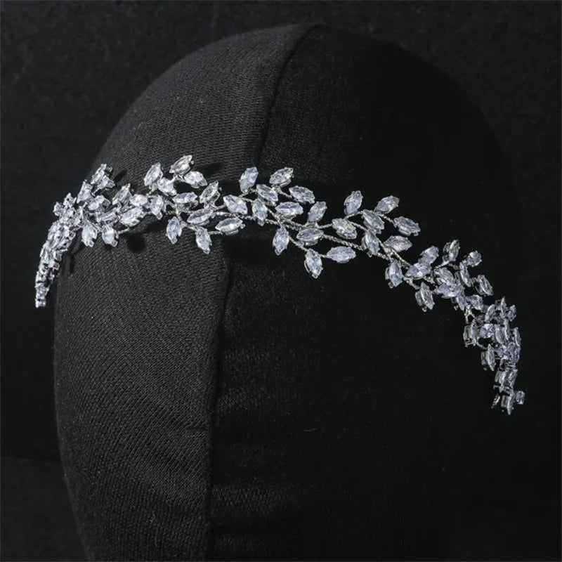 Luxury Bridal Headband Wedding Hair Pieces Zirconia CZ Bride Headpiece Tiaras Crowns 15 Years Girl Women Diadem Prom Headdress