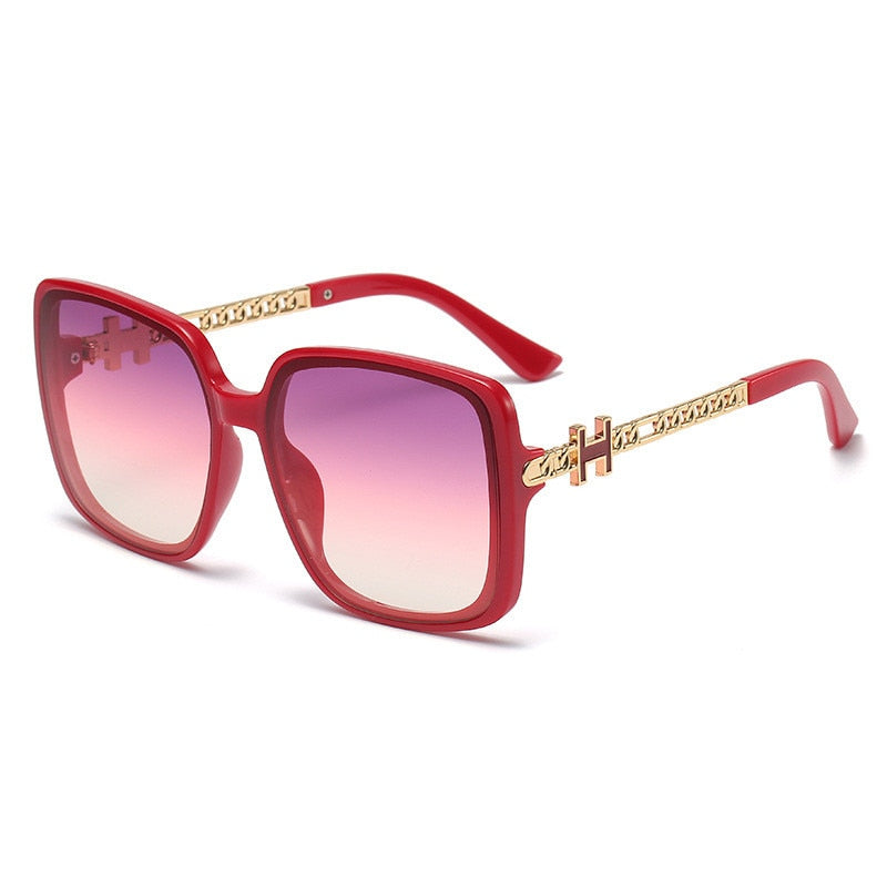 2022 new H fashion large frame personalized rivet European and American fashion sunglasses chain leg street photography face cov
