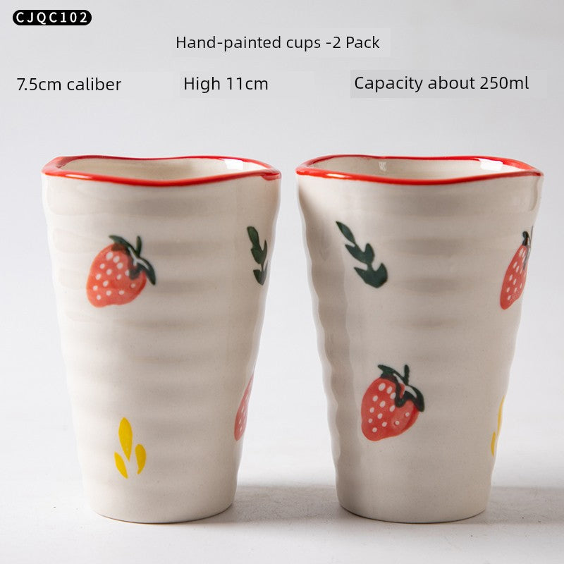 Cup Ceramic Mug with Cover Spoon Tea Cup Retro Domestic Coffee Cup Creative Personalized Trend Couple's Cups