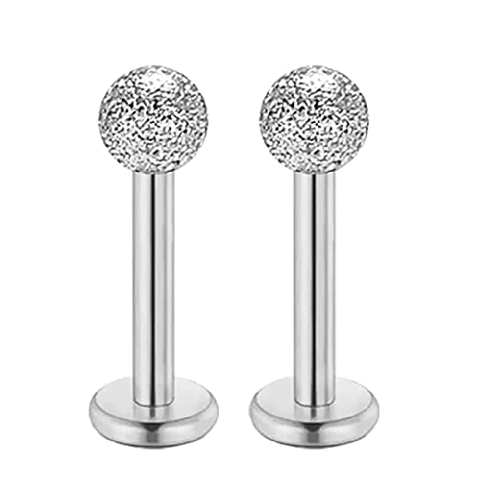 2PCS Surgical Steel Heart Ear Tragus Cartilage Piercing Mix Shape Labrets Lip Stud Ring Ball Lobe Earrings Body Piercing Jewelry