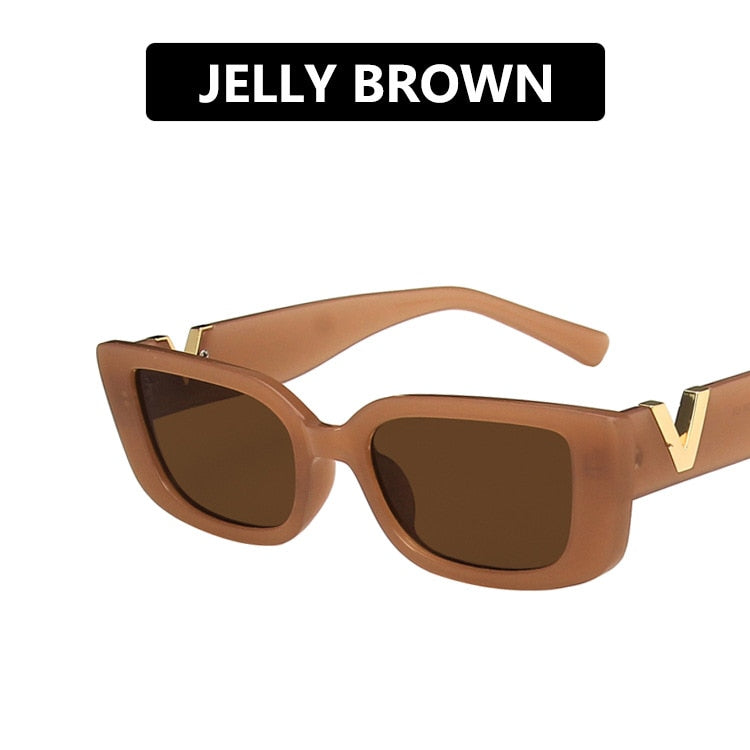 Retro Cat eyt Sunglasses Women 2023 Vintage Designer V Sun Glasses Men Fashion Rectangle Jelly Glasses Women lentes de sol mujer