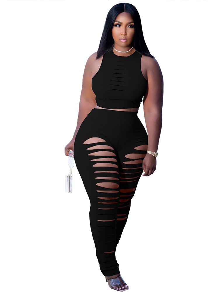 2 Piece Outfits Summer Top Sleeveless Women Pants Set Streetwear Ladies 5xl Plus Size Sexy Set Wholesale Bulk Dropshipping