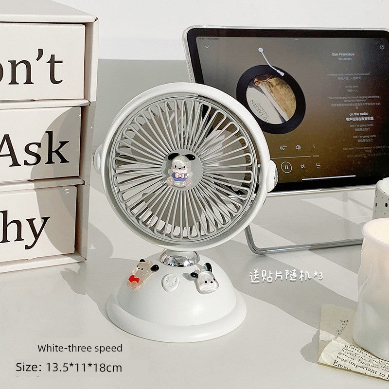 Cute Desktop Little Fan Mute Office Desk Mini Fan USB Rechargeable Student Dormitory Portable