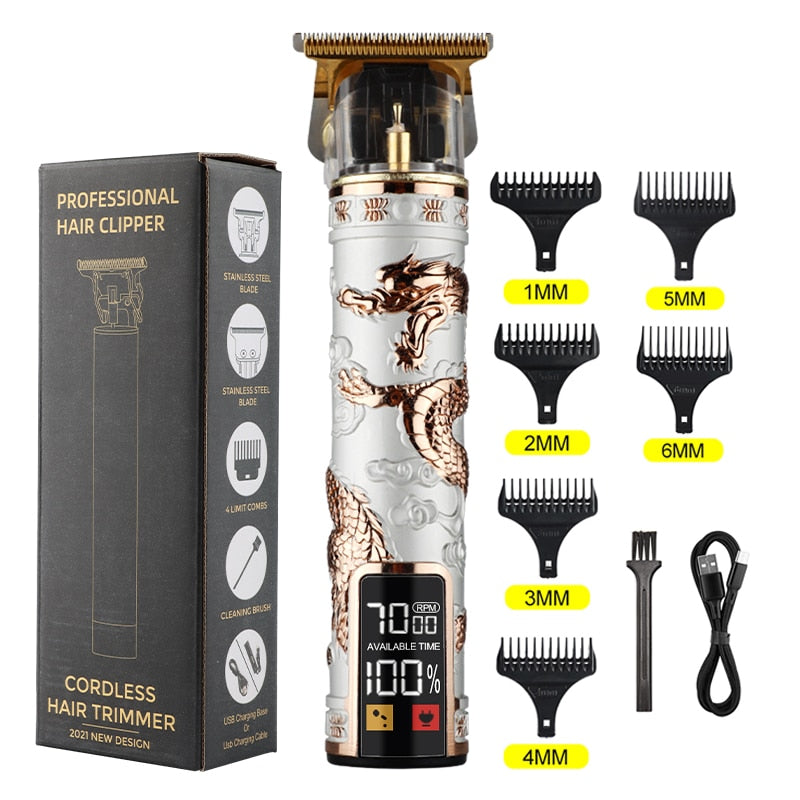 HIENA White Set Dragon Professional Hair Clipper Cordless Hair Trimmer For Men Shaver Hair Cutting Machine Barber Machin Beard
