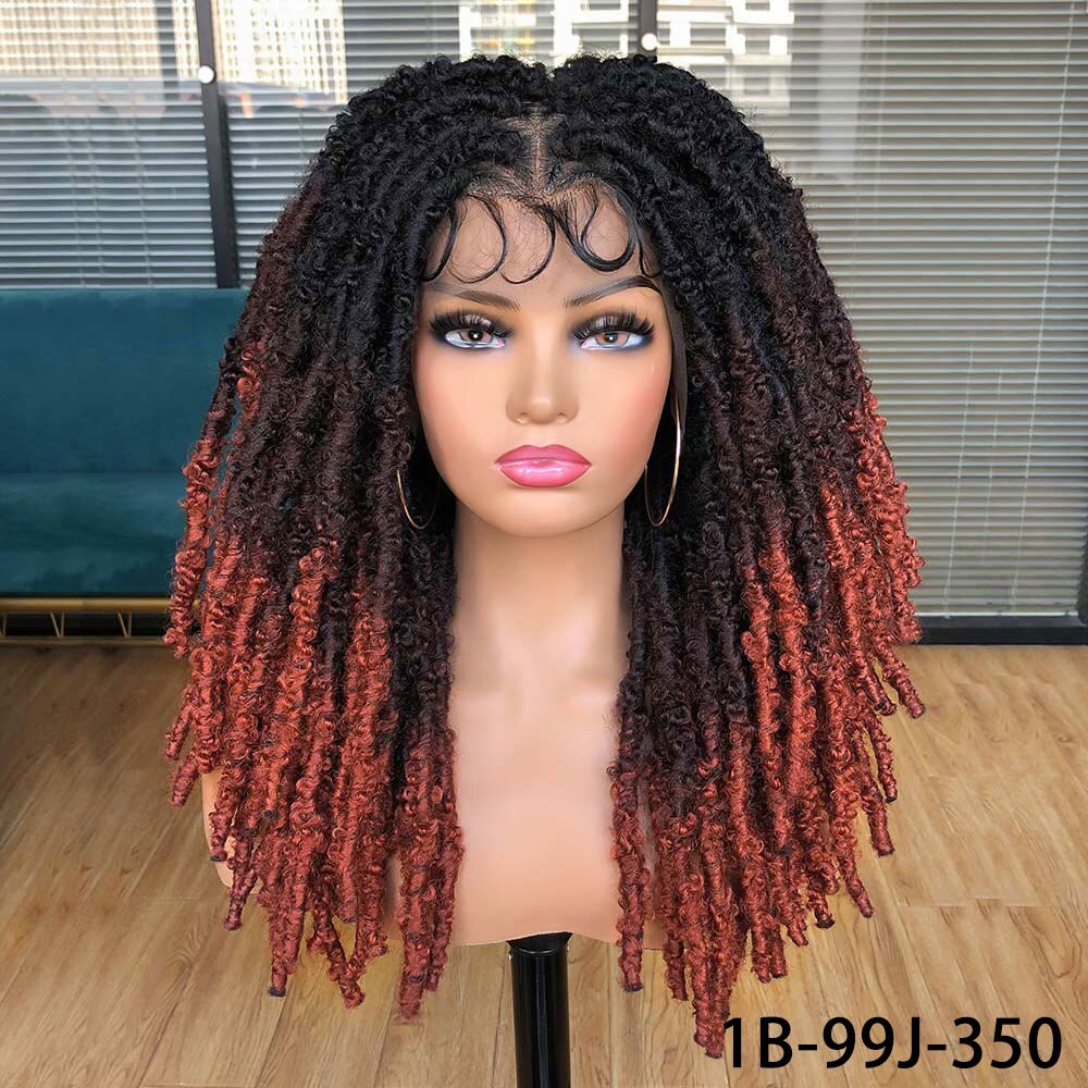 Blue Butterfly Locs Full Lace Braided Wigs For Women Crochet Hair Dreadlocks Meche Faux Locks Braids Extensions Synthetic Hair