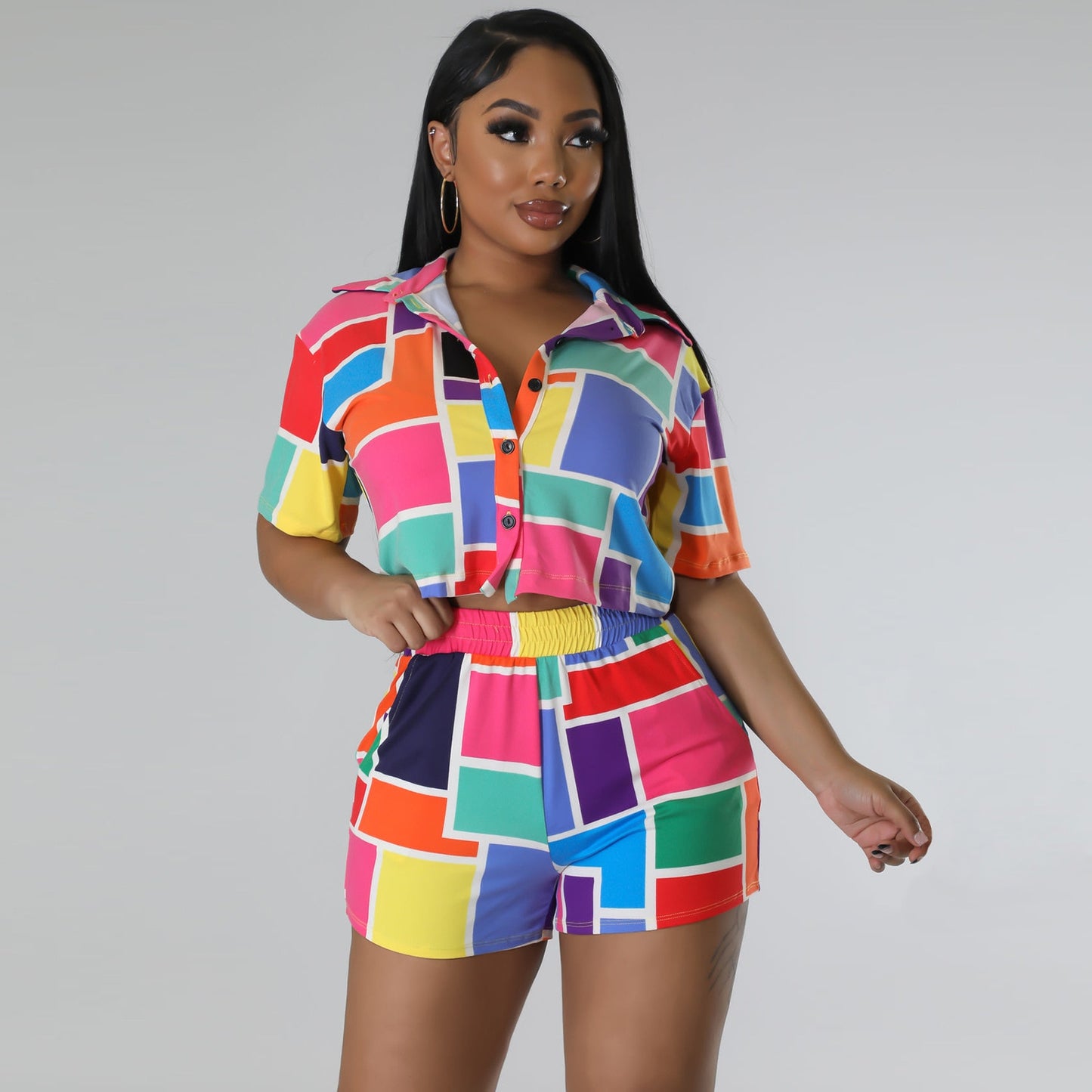 CM.YAYA INS Women Paisley Printed Short Sleeve Mini Shirt Blouse and Shorts Suit 2023 Fashion Two 2 Piece Set Outfits Tracksuit