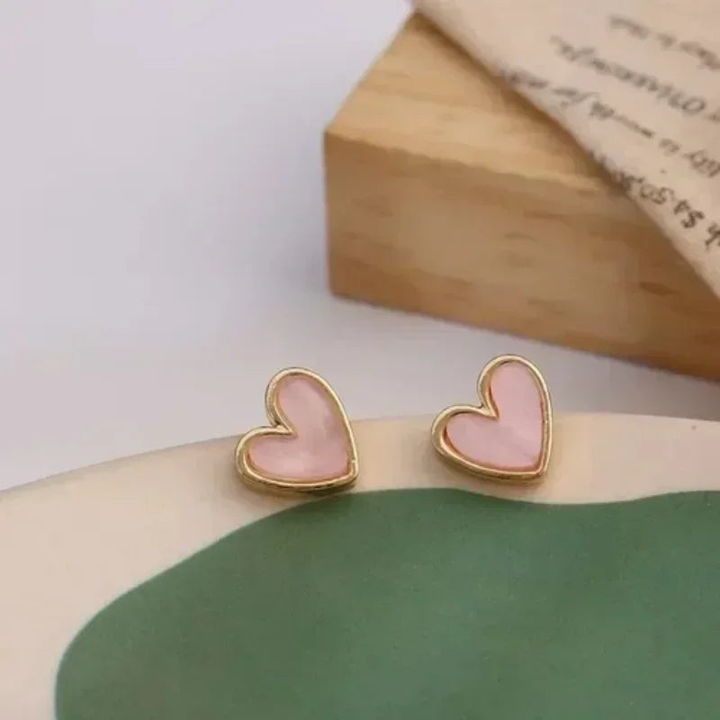 Cute Heart Stud Earrings for Women Girls Daily Wear Love Shape Earring Wedding Simple Ear Piercing Accessories Jewelry Gifts