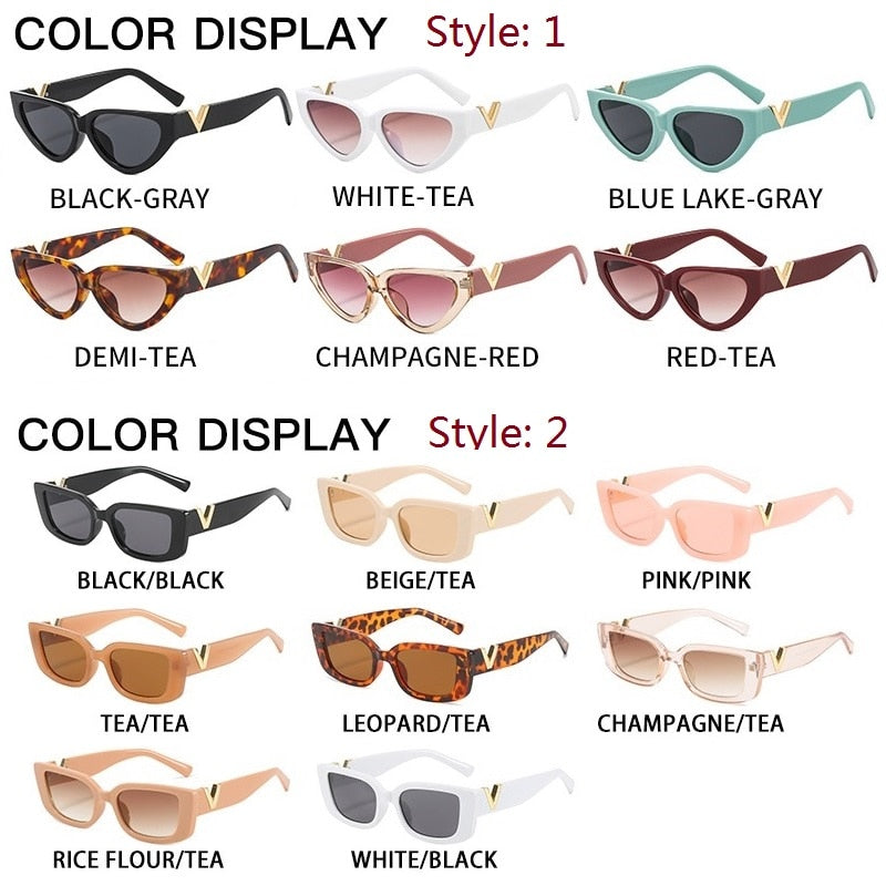 Retro Cat eyt Sunglasses Women 2023 Vintage Designer V Sun Glasses Men Fashion Rectangle Jelly Glasses Women lentes de sol mujer