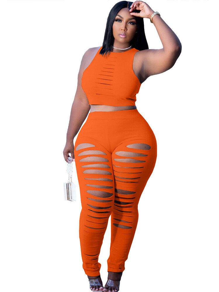 2 Piece Outfits Summer Top Sleeveless Women Pants Set Streetwear Ladies 5xl Plus Size Sexy Set Wholesale Bulk Dropshipping