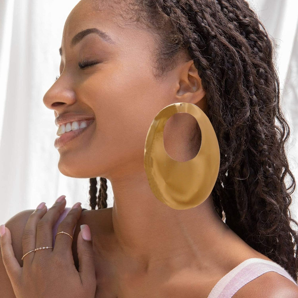 Hoop Earring For Women Gold Color Stud Big Pendant dangle Drop  Earrings