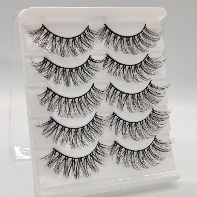 New Cat-Eye 3D Mink Eyelashes Curled Winged Natural Realistic Messy End Eye Elongated Thick False Eyelashes Soft Fake Eyelashes