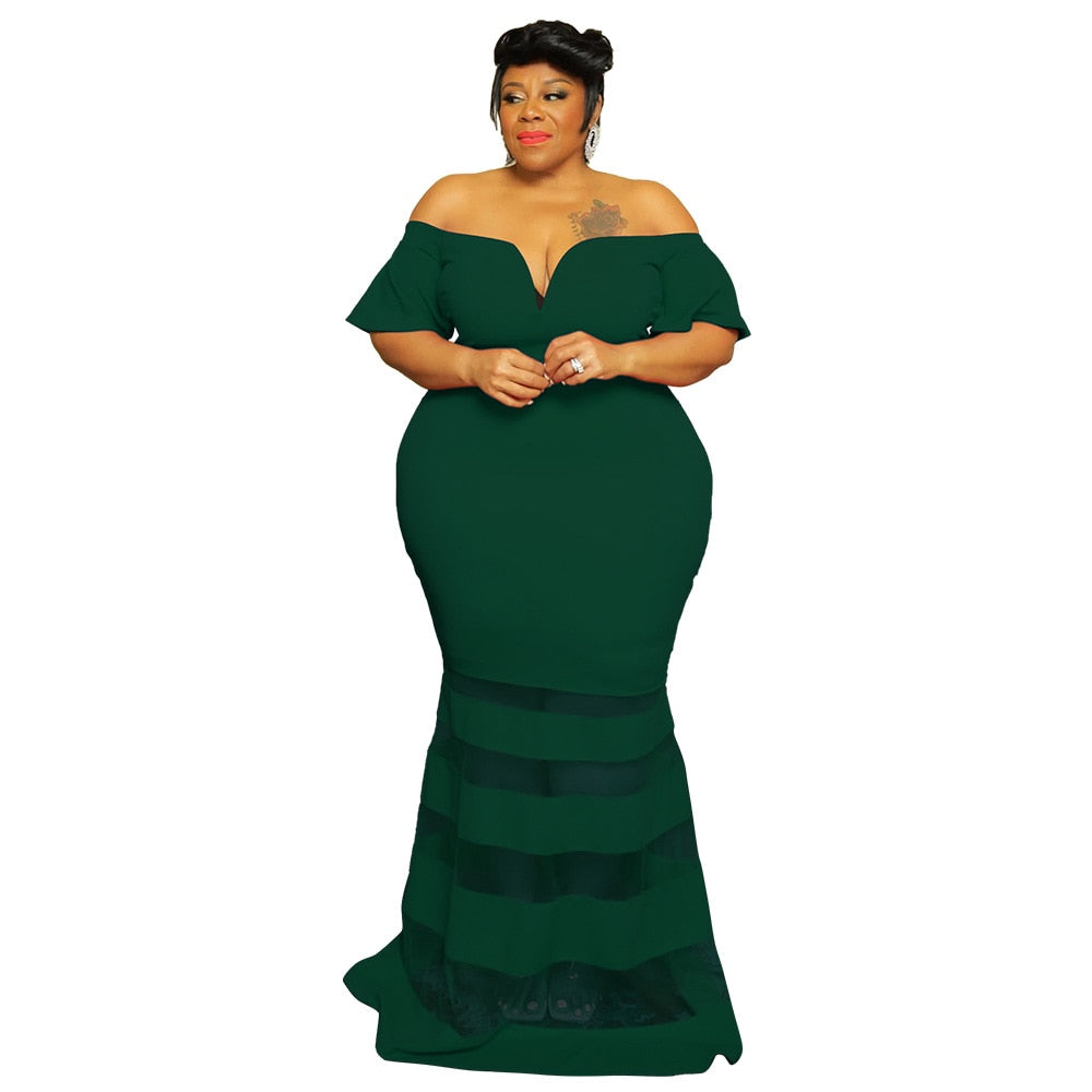 Plus Size Women Party Dresses Mesh Puff Sleeve White Dress Female Luxury Designer Cloth 2023 Spring Evening Birthday Robe