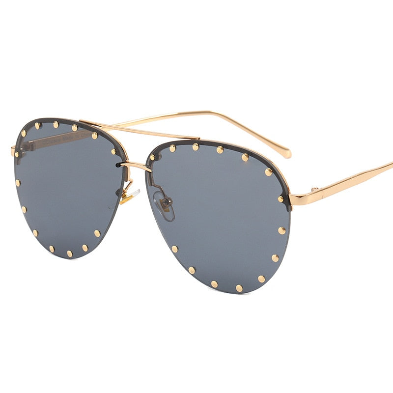 BEGREAT Ladies Metal Rivet Pilot Sunglasses Women Luxury Personality Glasses Cool Eyewear Shades очки солнечные женские UV400