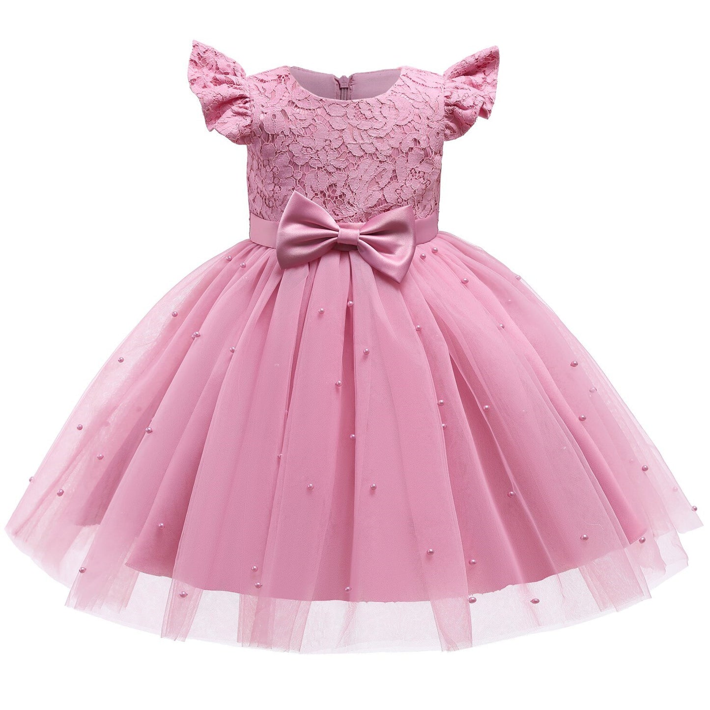 2023 Pink Elegant New Girl Princess Dresses For Kids Events Prom Costume Birthday Wedding Party Tulle Tutu Bow Girl Vestido 1-5T