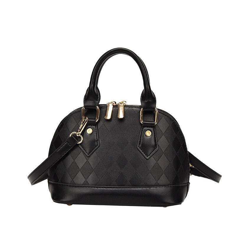 Classic black and white stitching women's small handbag Women's shoulder bag with stone pattern Retro simple shell bag messenger
