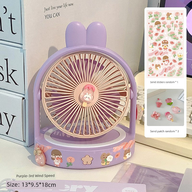 Cute Desktop Little Fan Mute Office Desk Mini Fan USB Rechargeable Student Dormitory Portable
